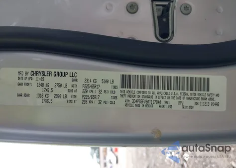 2010 Dodge Journey Sxt из США, поврежденный, VIN 3D4PG5FV0AT117840